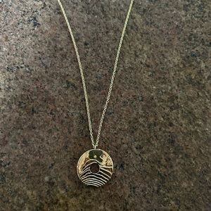 MAES Unique handmade textures Goldtone open disk necklace NEW